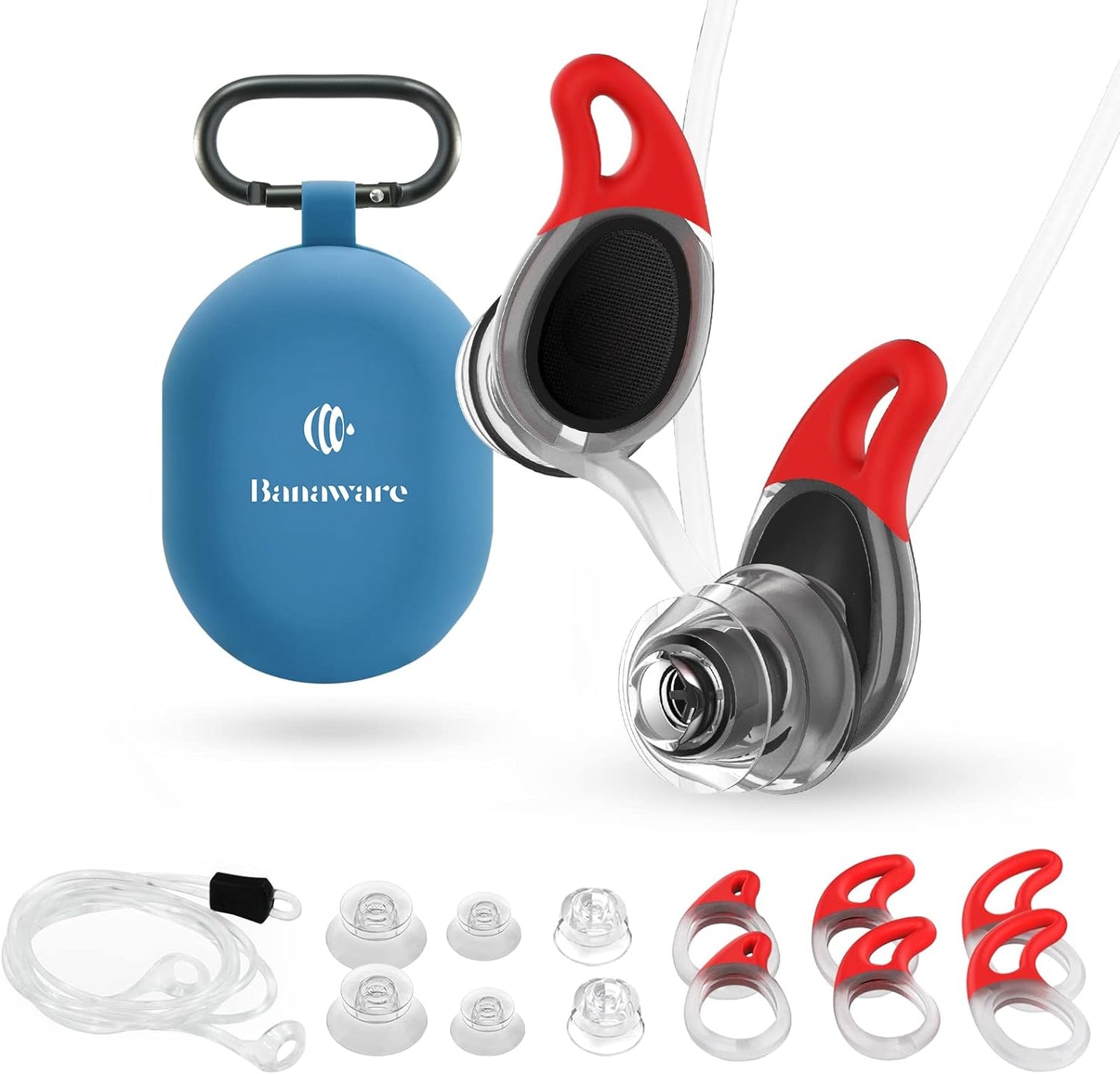 4 Sizes Swimmer Surfer Ear Plugs for Swimmer Adult Water Aqua Earplugs Protection for Shower Swimming Bathing Surfing Water Sports with Safty Cord String Reusable