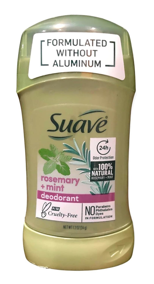 Suave Aluminum-Free 24 hr Odor Protection Deodorant with Rosemary + Mint (Pack of 6)