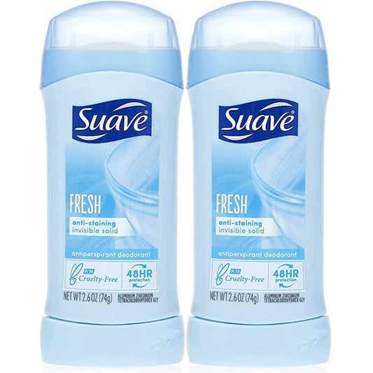 Suave Deodorant 2.6 Ounce 24Hr Fresh Invisible Solid (76ml) (2 Pack)