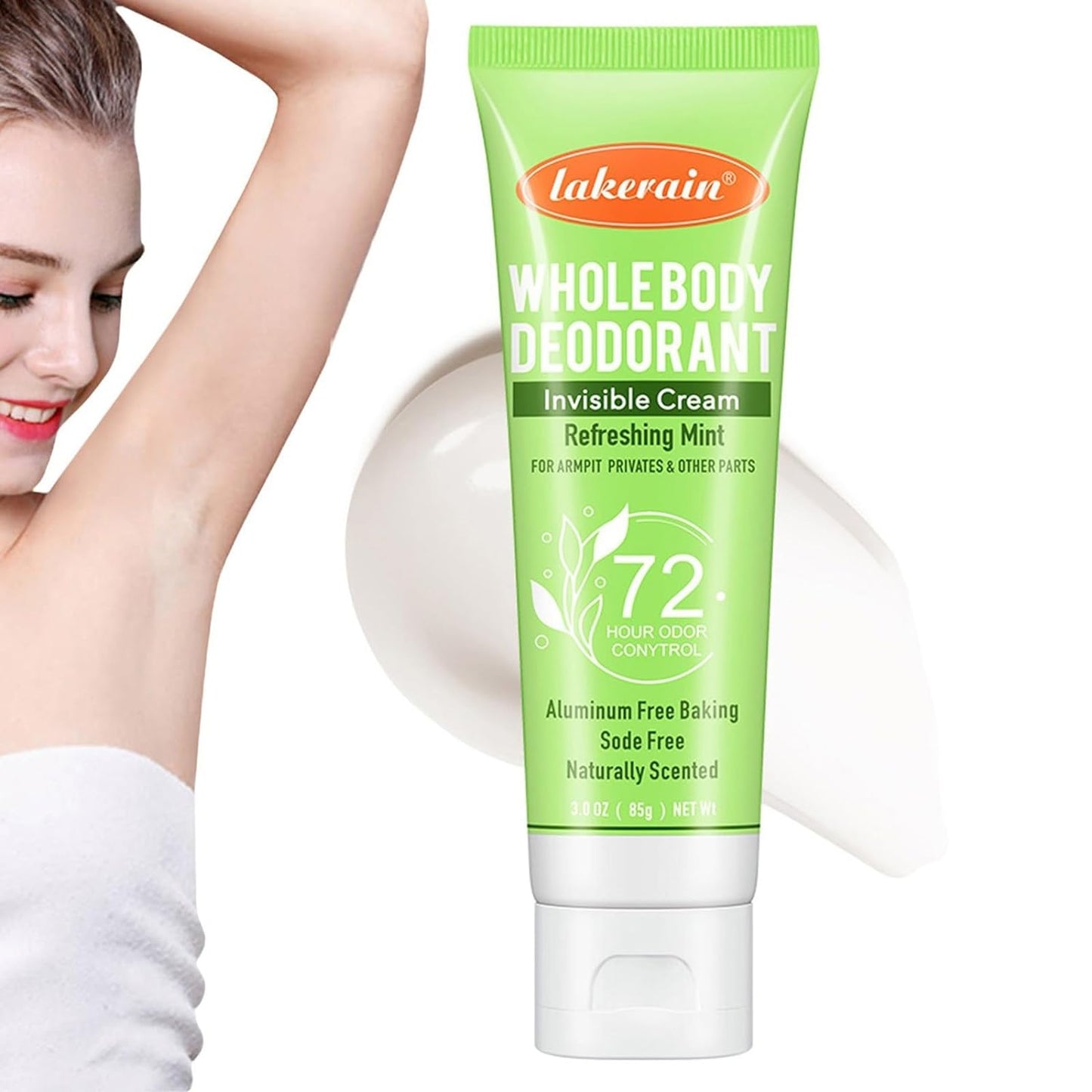 Mint Whole Body Deodorant Cream, 72 Hour Odor Control, 2.99 Ounces