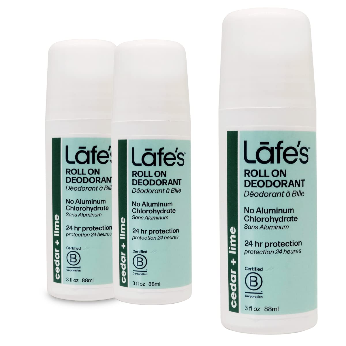 Lafe's Natural Deodorant | 3 Ounce Roll-On Aluminum Free Natural Deodorant | Cedar & Lime | 3 Pack
