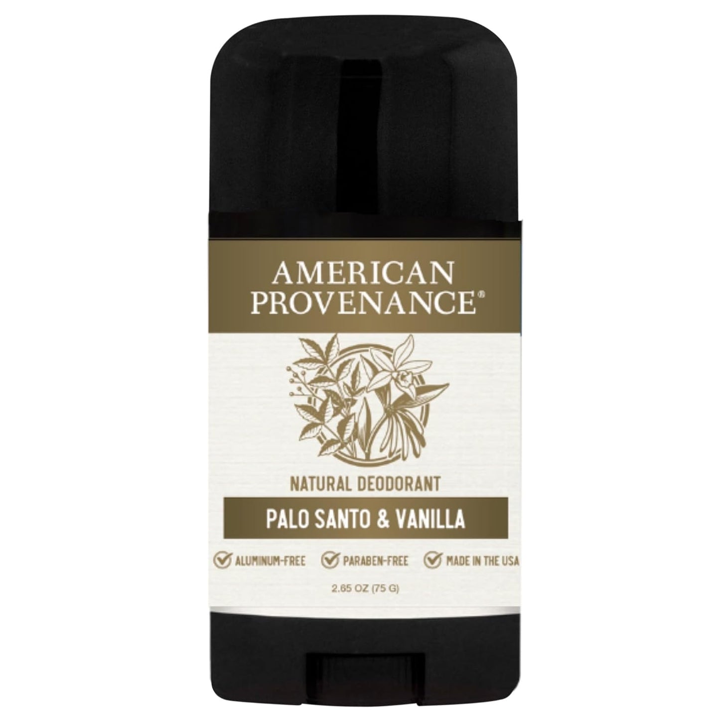 American Provenance Aluminum Free Natural Deodorant For Women and Men - Palo Santo and Vanilla - 24 Hour Odor Protection Cruelty Free - Made in the USA (1 pack)