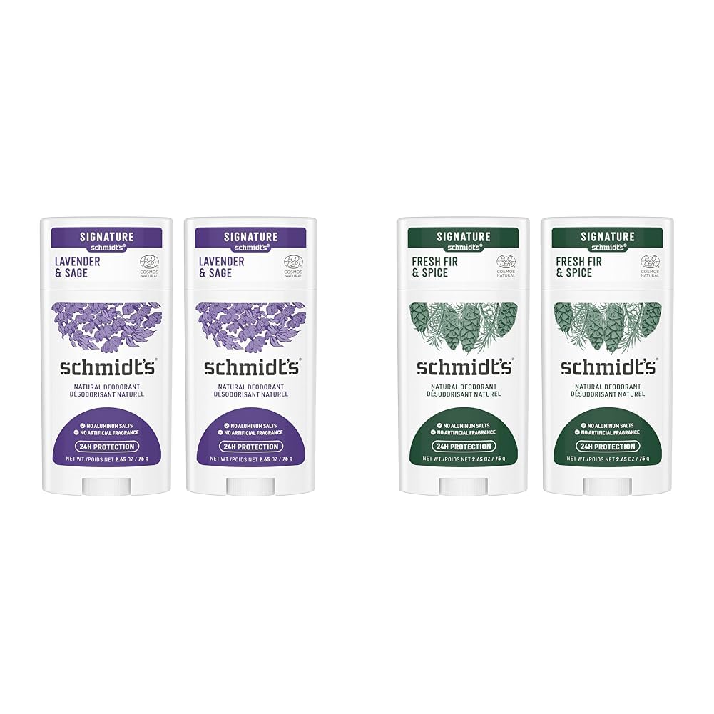 Schmidt's Aluminum Free Natural Deodorant for Women and Men & Aluminum Free Natural Deodorant Fresh Fir & Spice 2-pk for Women and Men