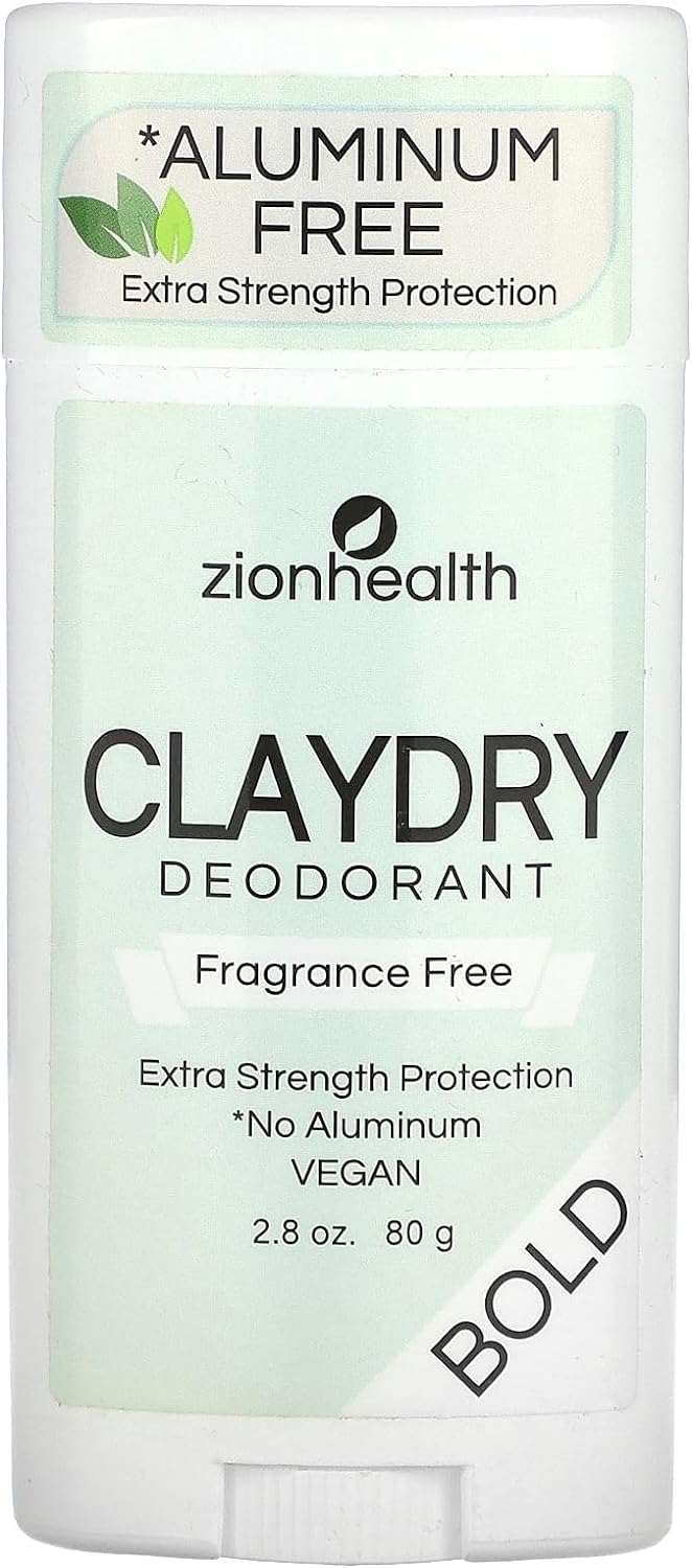 Zion Health Claydry Deodorant, Bold, Fragrance Free, 2.8 oz (80 g)