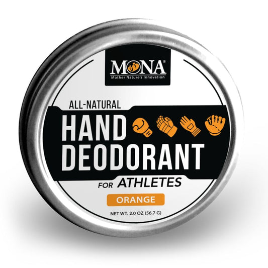 Hand Deodorant for Athletes | Deodorize and Nourish hands | Absorbs Moisture | 100% Natural, Vegan and Cruelty-Free | For Sports Players with Gloves | by MONA Brands 1-Pack ORANGE, 2.0 oz