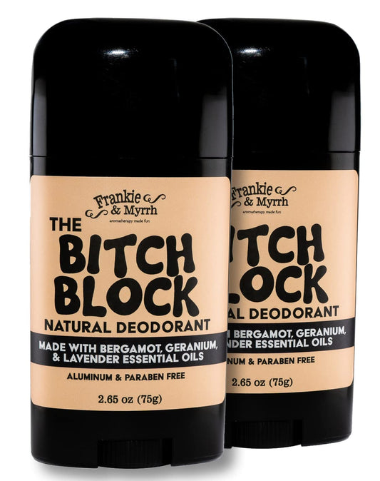 Frankie and Myrrh B!#ch Block Deodorant 2-Pack | Bergamot, Geranium, Lavender | Natural with Essential Oils | Aluminum-Free (2.56 oz) | Paraben & Phthalate Free