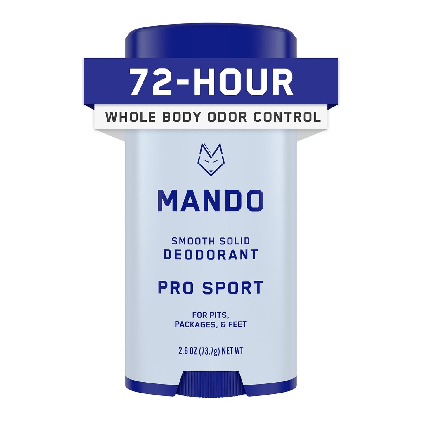 Mando Whole Body Deodorant For Men - Smooth Solid Stick - 72 Hour Odor Control - Aluminum Free, Baking Soda Free, Skin Safe - 2.6 Ounce (Pro Sport)