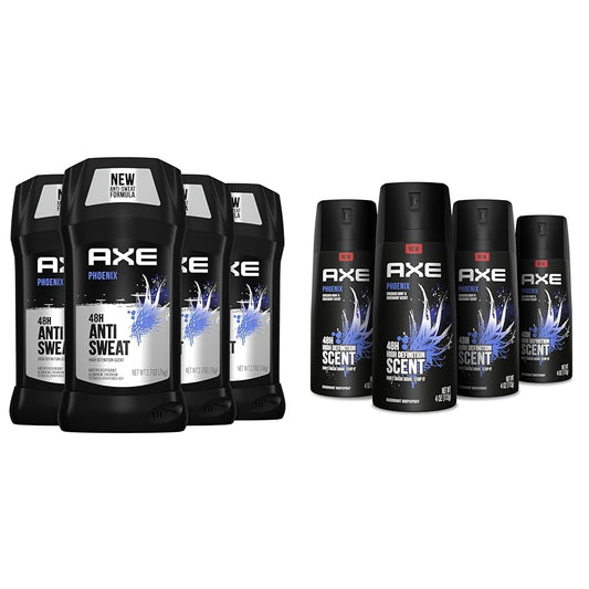 AXE Antiperspirant Deodorant for Men Phoenix 4PK 48H Sweat & Odor Protection for Long Lasting Freshness & Body Spray Deodorant For Long Lasting Odor Protection