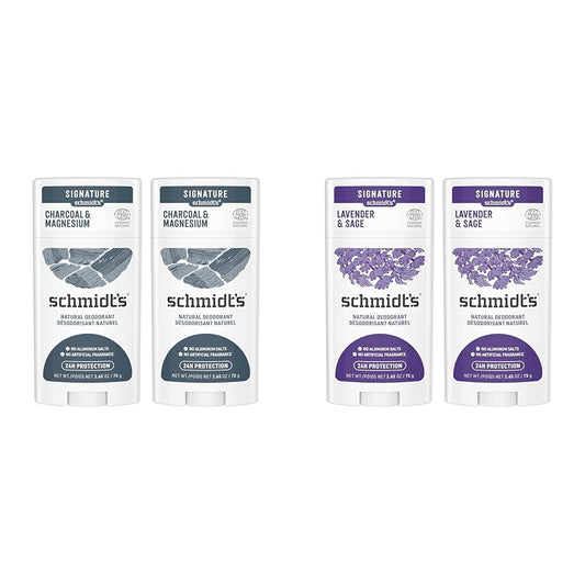 Schmidt's Aluminum Free Natural Deodorant Charcoal & Magnesium 2 Count For Women and Men & Aluminum Free Natural Deodorant for Women and Men, Lavender and Sage