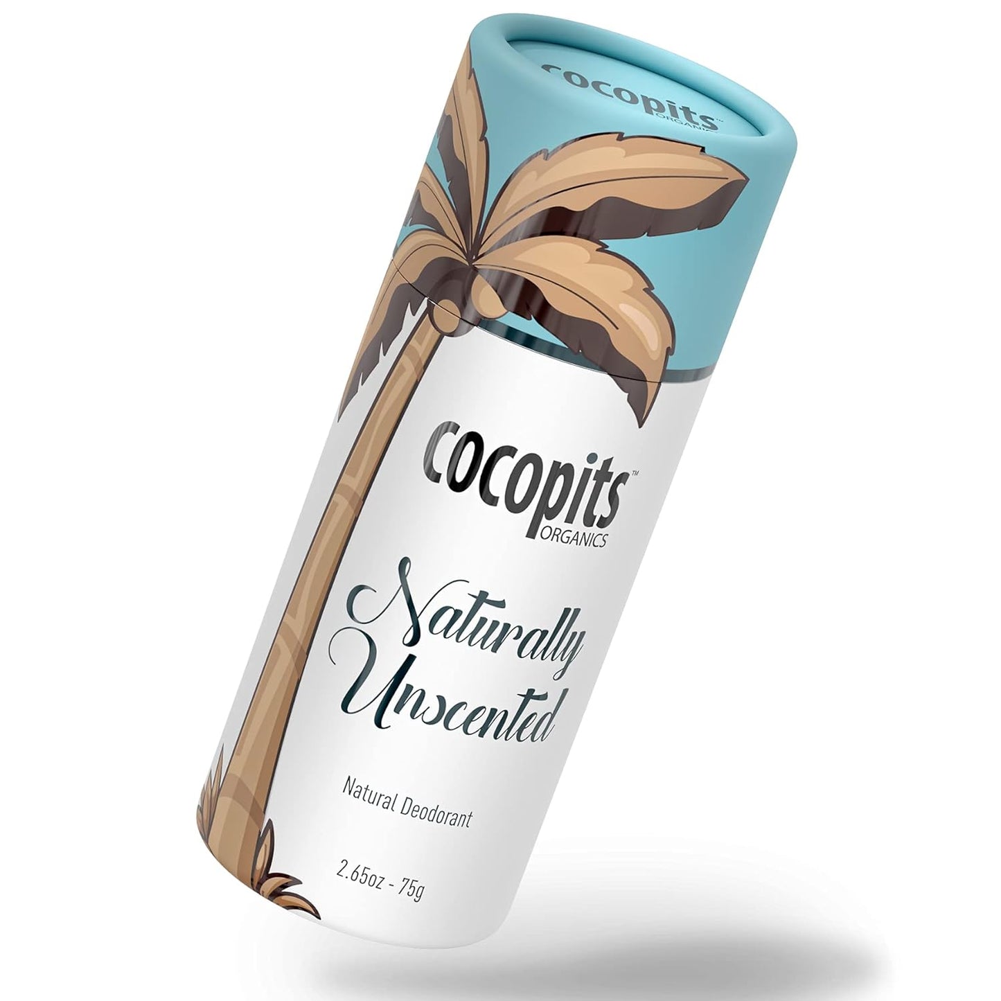 Fragrance Free Natural Vegan Deodorant for Women and Men - Unscented - Safe Aluminum-Free - Plastic Free Compostable - Coconut Oil and Organic Essential Oils - US Made - 2.65oz