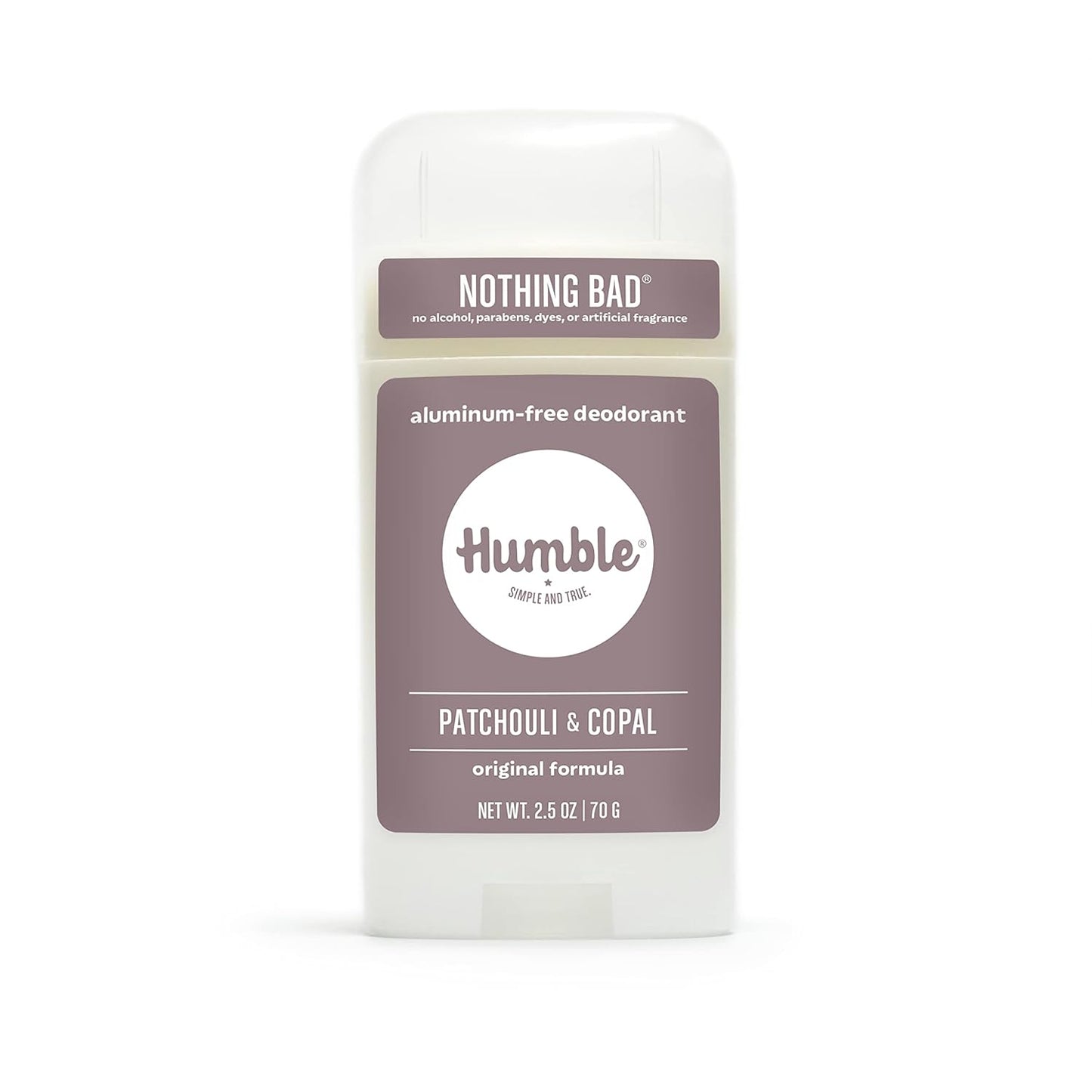 Humble Brands All Natural Aluminum Free Deodorant Stick for Women and Men, Lasts All Day, Safe, and Certified Cruelty Free, Patchouli and Copal, Pack of 1