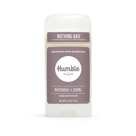 Humble Brands All Natural Aluminum Free Deodorant Stick for Women and Men, Lasts All Day, Safe, and Certified Cruelty Free, Patchouli and Copal, Pack of 1