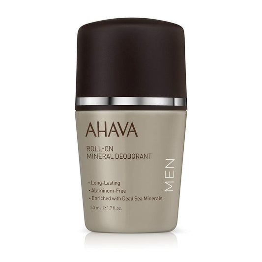 AHAVA Men's Magnesium Rich Roll-On Mineral Deodorant - Reduces Sweat & Odors, Maintains Underarms Dry, Suitable for Sensitive Skin, with Exclusive Osmoter, Bergamot Fruit & Olive Plant, 1.7 Fl Oz