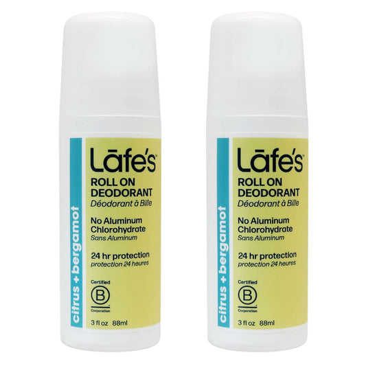 Lafe's Natural Deodorant | 3oz Roll-On Aluminum Free Natural Deodorant | Citrus & Bergamot | 2 Pack