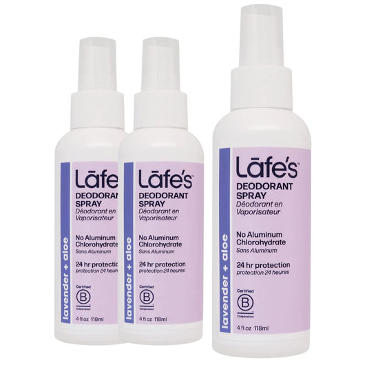 Lafe's Natural Deodorant | 4oz Aluminum Free Natural Deodorant Spray | Lavender & Aloe | 3 Pack