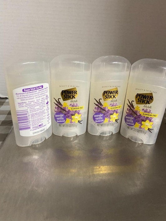 Power Stick Aluminum Free Lavender Vanilla Deodorant (4 EA 2.5 Oz)