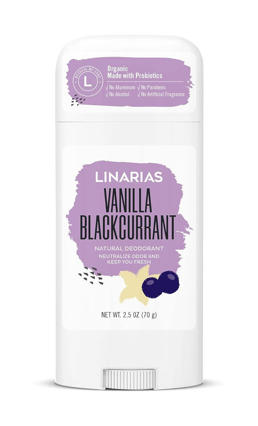 Vanilla & Blackcurrant Organic Deodorant, 100% Natural Deodorant Stick, Made with Probiotics, Aluminum Free, Chemicals Free, Cruelty Free, Vegan