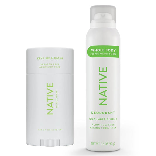 Native Deodorant & Whole Body Spray (Bundle 2-Pack) | 72 Hour Odor Control, Cucumber & Mint and Key Lime & Sugar