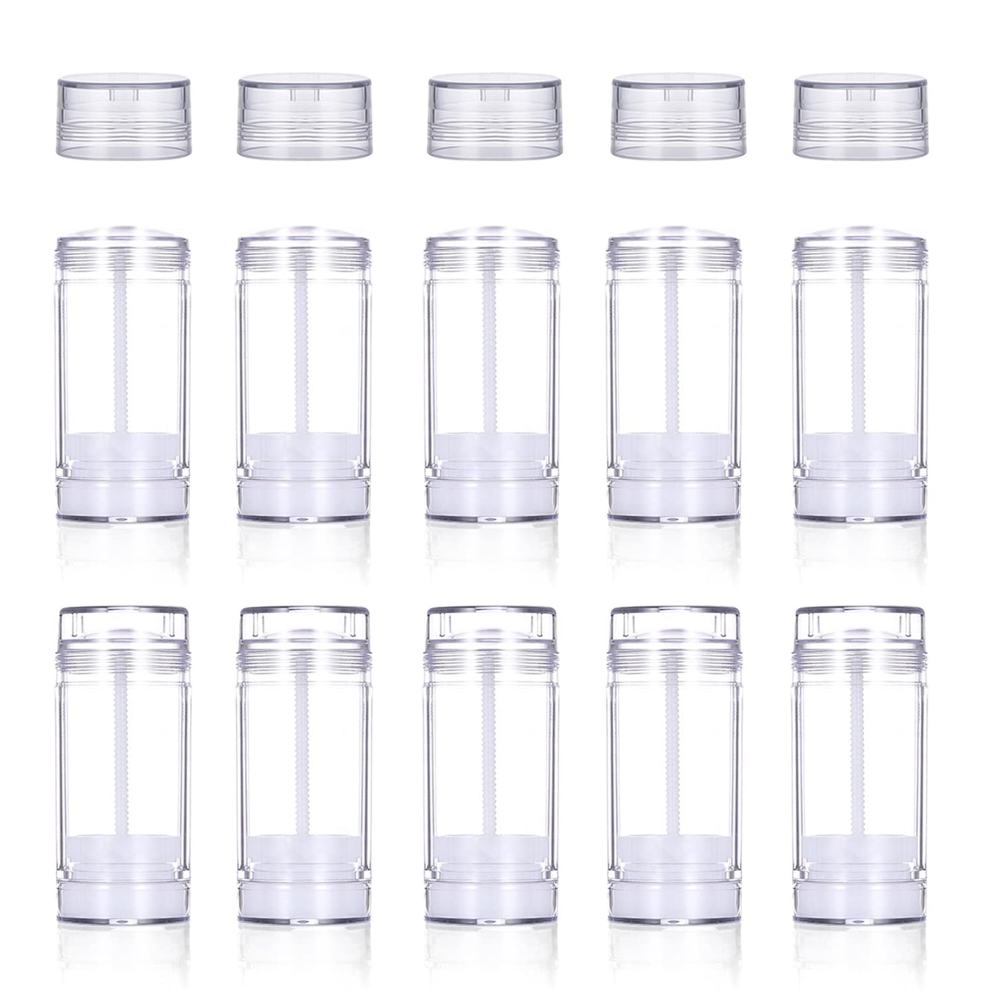 15ml/0.5oz Deodorant Containers Plastic Clear Twist-up Bottom Filling Stick Refillable Deodorant Bottles Lip Balm Tubes for DIY&Travel-10 Pack