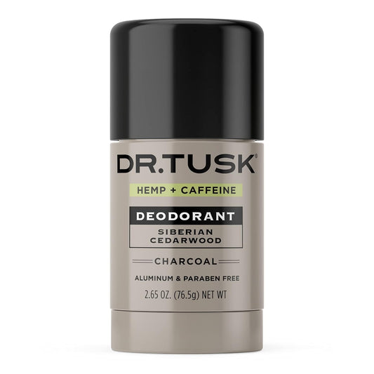 DR.TUSK Mens Deodorant | Natural Aluminum Free Antiperspirant for Men | Hempseed Oil, Caffeine & Charcoal | Siberian Cedarwood | Non-toxic | 2.65oz
