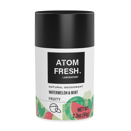 Atom Fresh Lab Natural Deodorant, Long-Lasting Odor Control, Solid Stick, Aluminum Free, Baking Soda Free, Skin Safe, 2.3 Oz, (WatermelonMint)