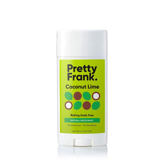Pretty Frank Natural Aluminum-Free Deodorant Stick, Baking Soda-Free, Coconut Lime (1-Pack) | Sensitive Skin Friendly, Effective Odor Control for Women & Men, Organic Ingredients and Essential Oils