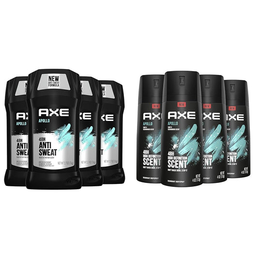 AXE Apollo Antiperspirant Deodorant Stick For Men Sage & Cedarwood 48 Hr Anti Sweat Mens Deodorant & Apollo Body Spray Deodorant for Long-Lasting Odor Protection, Sage & Cedarwood Deodorant