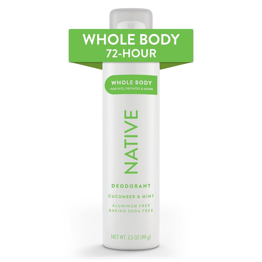 Native Whole Body Deodorant Spray Contains Naturally Derived Ingredients, Deodorant for Women & Men | 72 Hour Odor Protection, Aluminum Free with Coconut Oil and Shea Butter | Cucumber & Mint