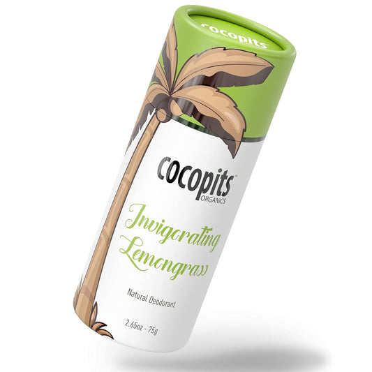 Natural Organic Deodorant for Women and Men | Lemongrass - All Skin Types (2.65oz) | Coconut Oil Base with Organic Essential Oils - Plastic Free Biodegradable Packaging- Made in the USA
