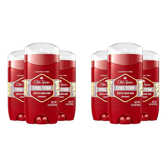 Old Spice Red Collection Deodorant For Men, Aluminum Free, Steel Titan Scent, 3.0 oz (Pack of 6)