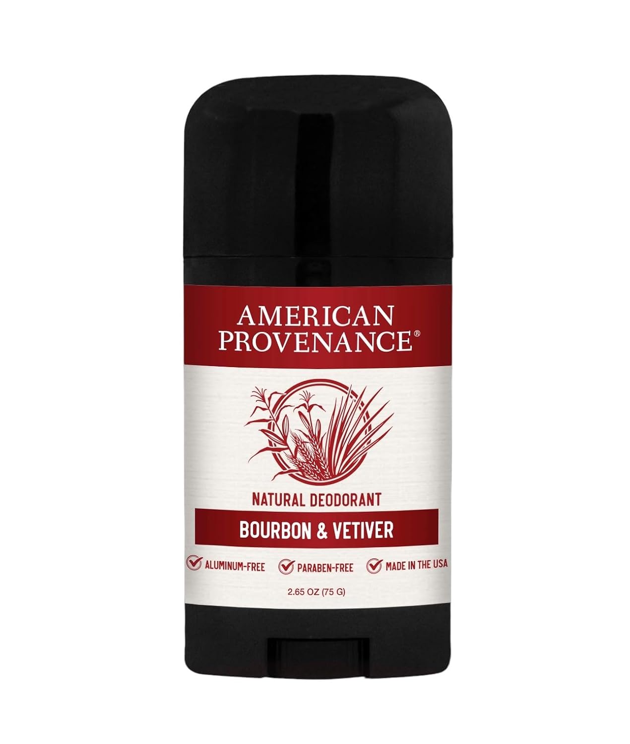 American Provenance Aluminum Free Natural Deodorant For Women and Men - Bourbon and Vetiver - 24 Hour Protection - Cruelty Free - Made in the USA (1 pack)