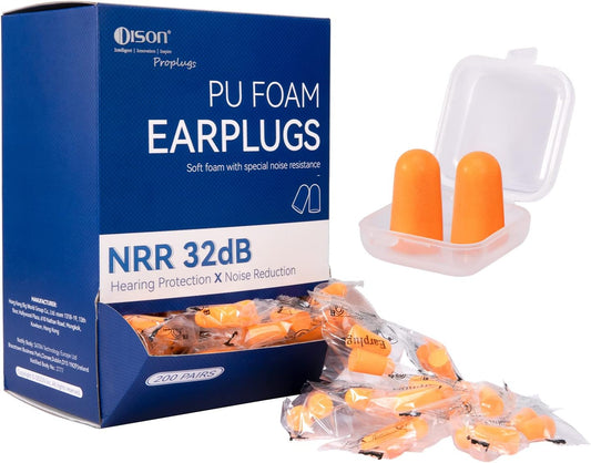 200Pairs Foam Earplugs, 32dB Disposable Noise Reduction Ear Plugs, Hearing Protection Bulk Ear Plugs for Shooting Range, Work, Travel,Concert