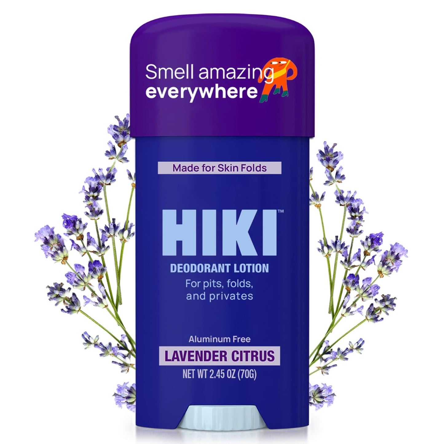 HIKI Whole Body Deodorant Cream for Underarms, Skin Folds + Private Parts Deodorant. Aluminum-Free, Talc Free, & Designed For Sensitive Skin -NEW FORMULA- (Lavender Citrus - 1 Pack)