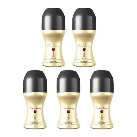 Far Away Women's Antiperspirant Roll-On Deodorant 50 ml,Floral and oriental scent, Notes of sandalwood, jasmine and freesia (Pack Of 5)