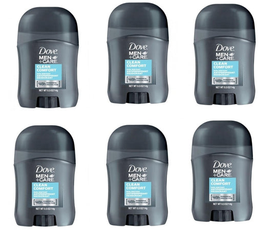 Men + Care Clean Comfort Antiperspirant Deodorant Travel Size 0.5 Ounce (Pack of 6)