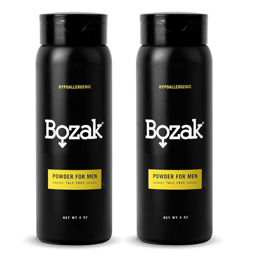 Bozak Hypoallergenic Body Powder for Men - 4 oz. Talc-Free, Absorbs Sweat, Stops Chafing, Keeps Skin Dry - Jock Itch Defense Deodorant - Double Pack