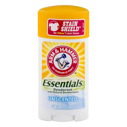 Arm & Hammer Essentials Natural Deodorant, Unscented 2.5 oz (Pack of 5)