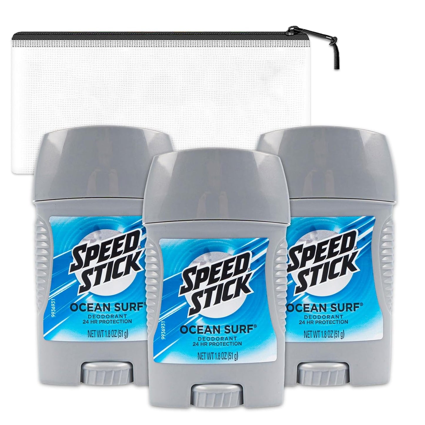 Speed Stick Ocean Surf Antiperspirant Deodorant for Men Travel Pack - 3 Pack Ocean Surf Deodorant Travel Size 1.8 Oz Bundle with Bag | Travel Size Deodorant Men
