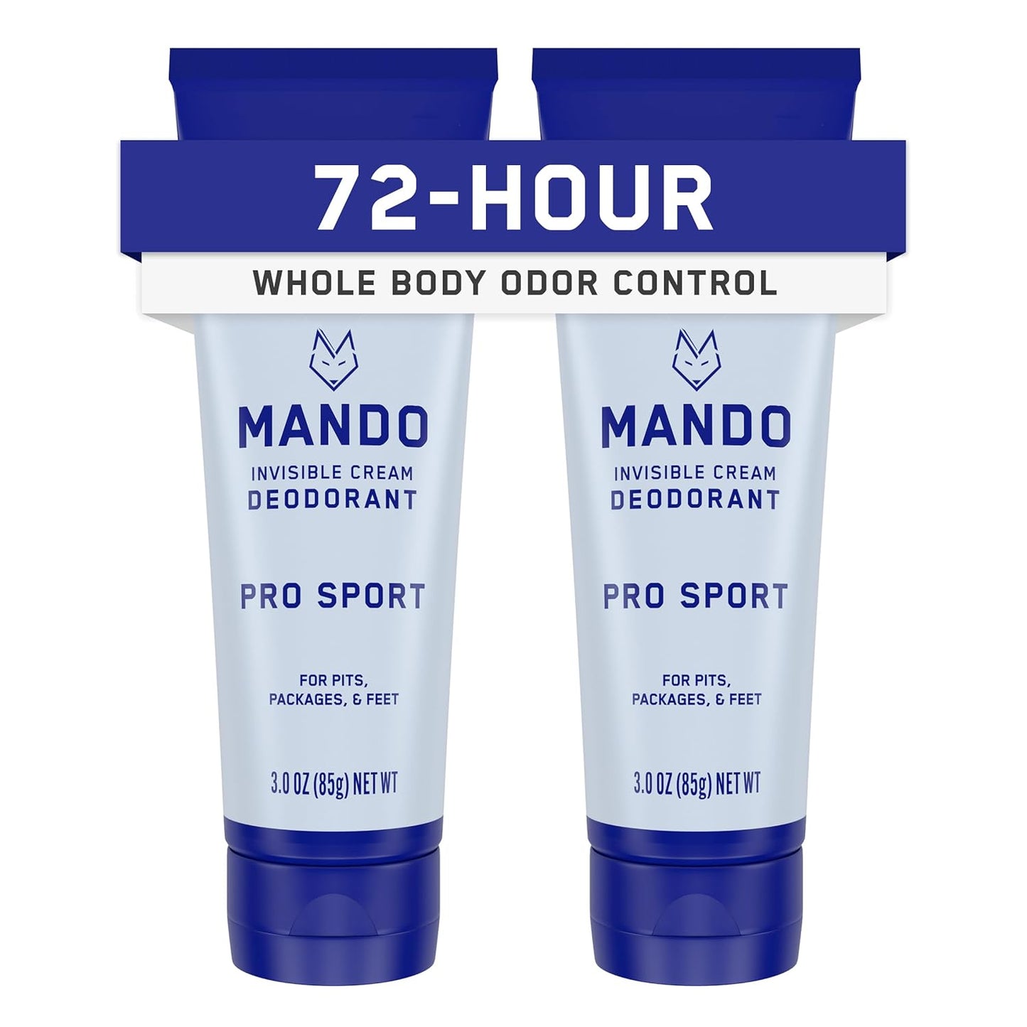 Mando Whole Body Deodorant For Men - Invisible Cream - 72 Hour Odor Control - Aluminum Free, Baking Soda Free, Skin Safe - 3 ounce (Pack of 2) - Pro Sport