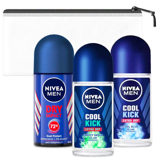 Nivea Men's Deodorant Roll-On Bundle - Includes 3 Variety Packs of Nivea Men's Deodorant Roll-Ons and More | Men's Deodorant and Antiperspirant Roll-On Pack of 3