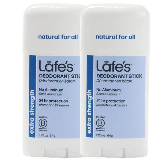 Lafe's Natural Deodorant | 2.25oz Aluminum Free Natural Deodorant Stick for Women & Men | Paraben Free & Baking Soda Free with 24-Hour Protection (Extra Strength, 2.25 Ounce (2-Pack))
