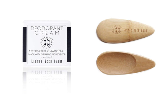 Little Seed Farm All Natural Deodorant Cream, Aluminum Free Deodorant for Women or Men, 2.4 Ounce - Activated Charcoal + Applicators Bundle