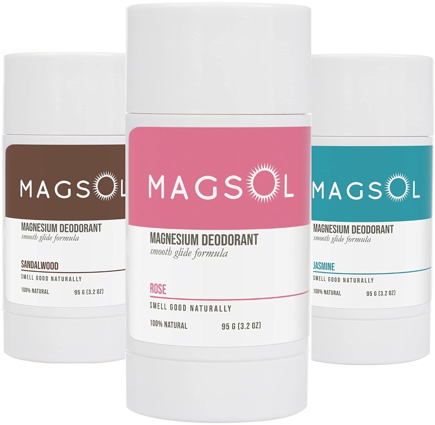 MAGSOL Natural Deodorant for Men & Women - Mens Deodorant with Magnesium - Perfect for Ultra Sensitive Skin, Aluminum Free Deodorant for Women, Baking Soda Free 3 Pack