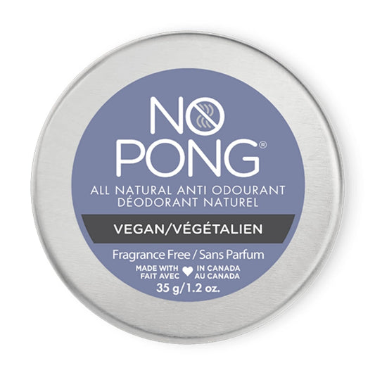 No Pong Fragrance Free Vegan All-Natural Deodorant, Cream Anti-Odourant, Paraben-Free, Aluminum-Free, Plastic-Free, For Men and Women