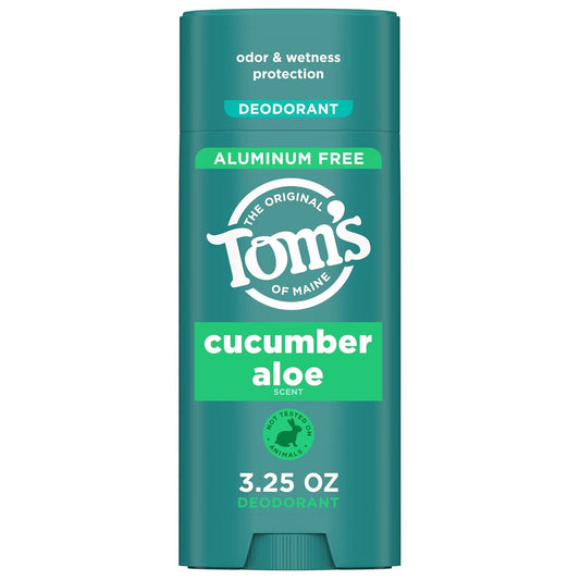 Tom’s of Maine Cucumber Aloe Natural Deodorant for Women and Men, Aluminum Free, 3.25 oz