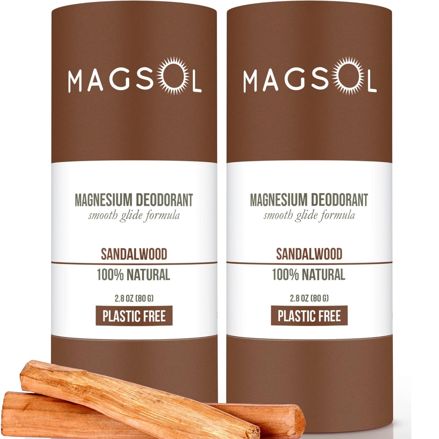 Plastic Free Natural Deodorant for Men - 2 Pack in Paper Tube Packaging - Aluminum Free, Baking Soda Free