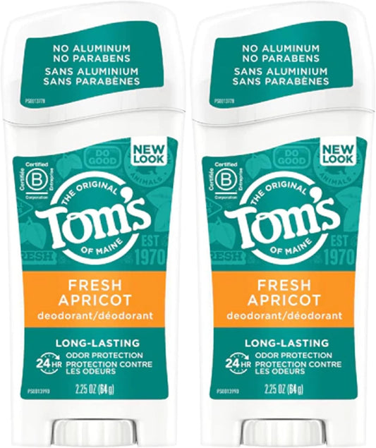 Tom's of Maine Long-Lasting Care Deodorant Stick, Apricot - 2.25 oz - 2 pk