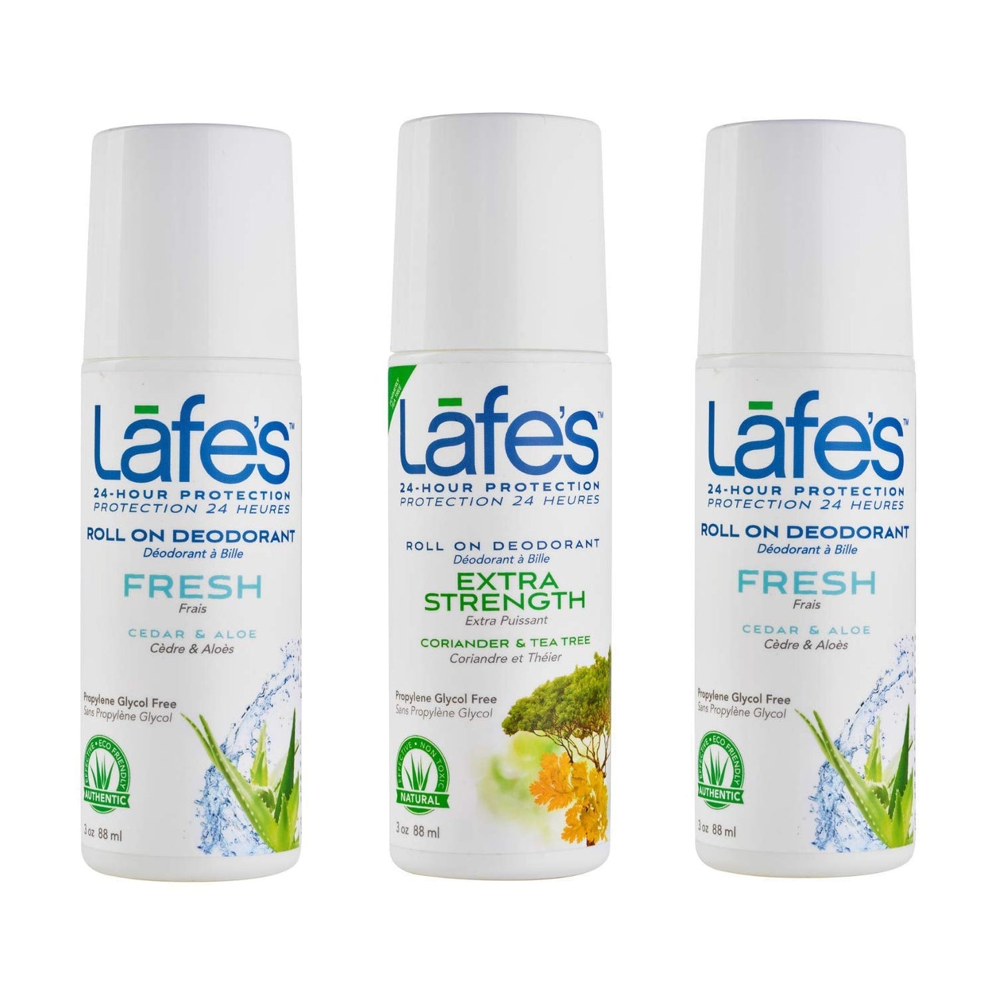 Lafe's Natural Body Care | 2 Fresh & 1 Extra Strength Deodorant Sticks | 24-Hour Protection & All Natural; 3 Pack (2.25oz each)