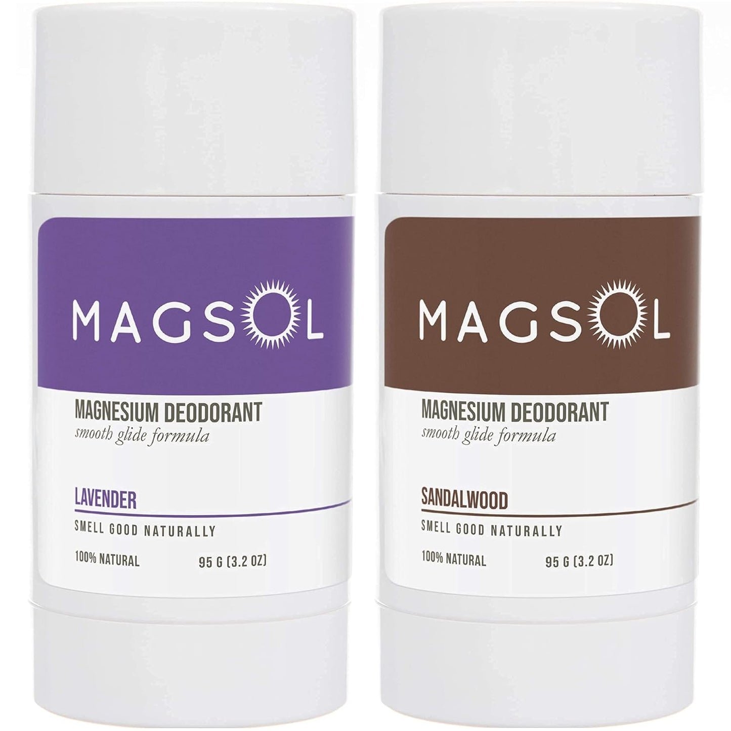 MagSol Organics Natural Deodorant for Men & Women - Lavender Scent, Aluminum Free, Baking Soda Free, Magnesium Based, 2 Pack, 1.6 oz each