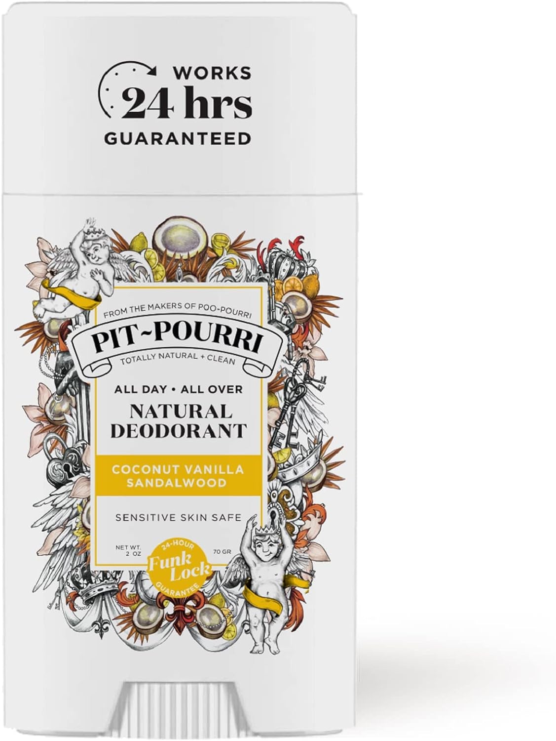 Pit Pourri All Day-All Over Natural Deodorant, Coconut Vanilla and Sandalwood - 2.00 Ounce (Pack of 1)
